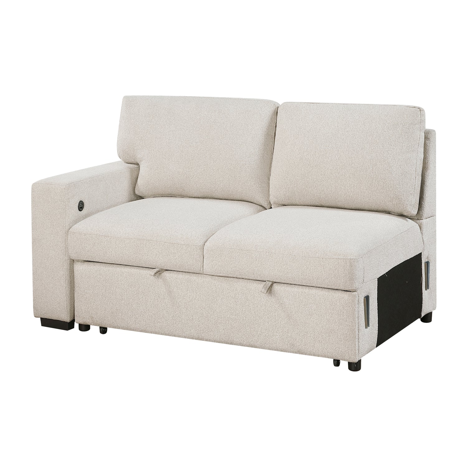 9630BE-2L Left Side 2-Seater with Pull-out Bed and Charging Ports, 2 Arms with Shelves - 9630BE-2L