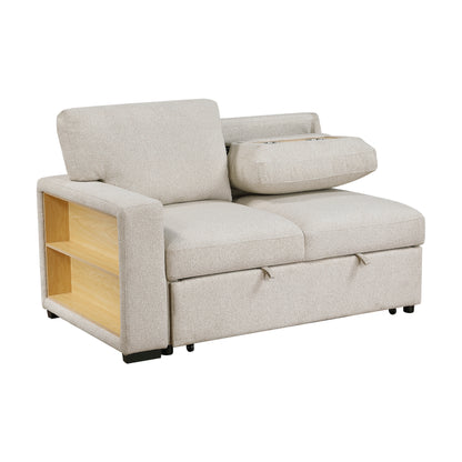 9630BE-2L Left Side 2-Seater with Pull-out Bed and Charging Ports, 2 Arms with Shelves - 9630BE-2L