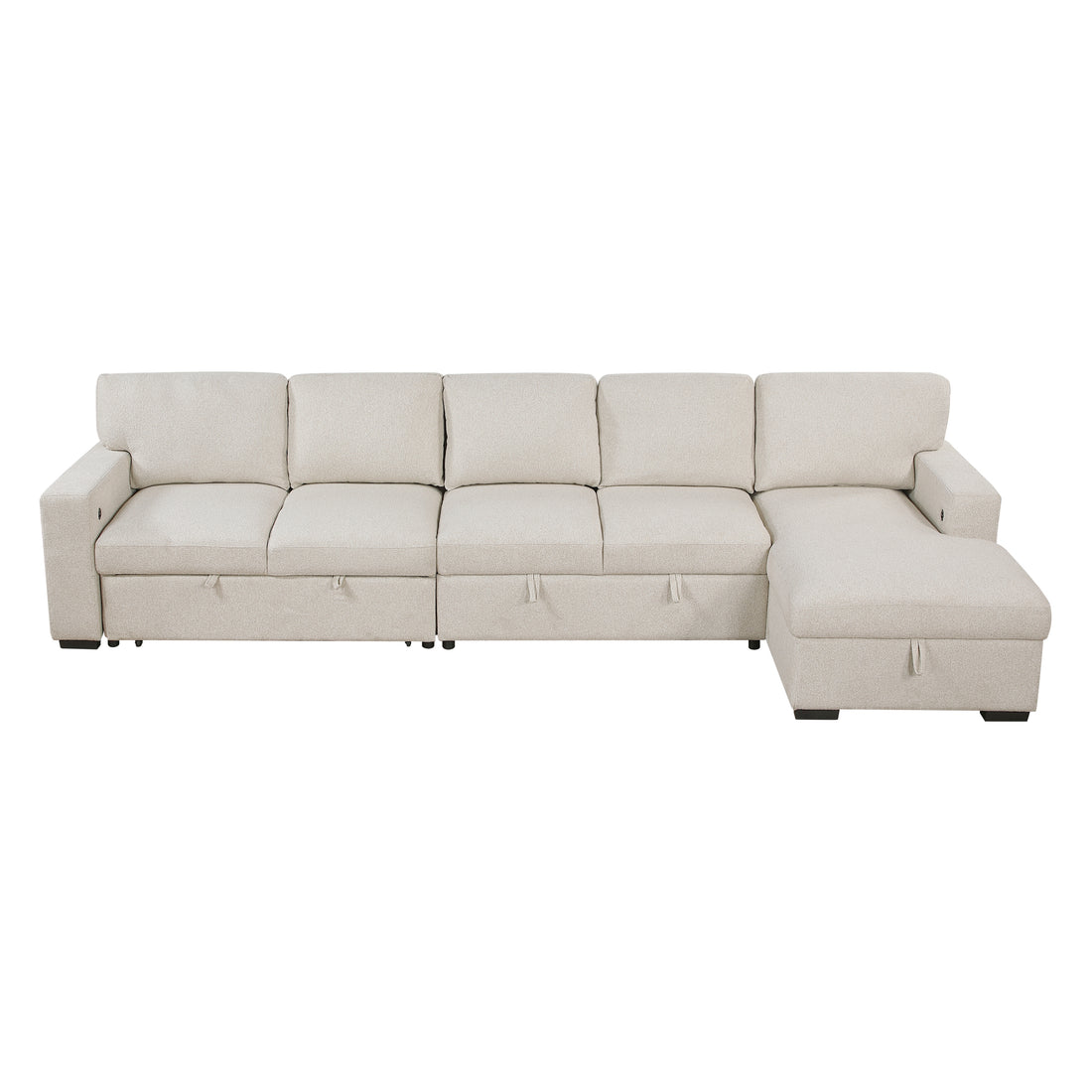 9630BE*32LRC (3)Sectional with Right Chaise, Pull-out Bed and Hidden Storages, Charging Ports - 9630BE*32LRC