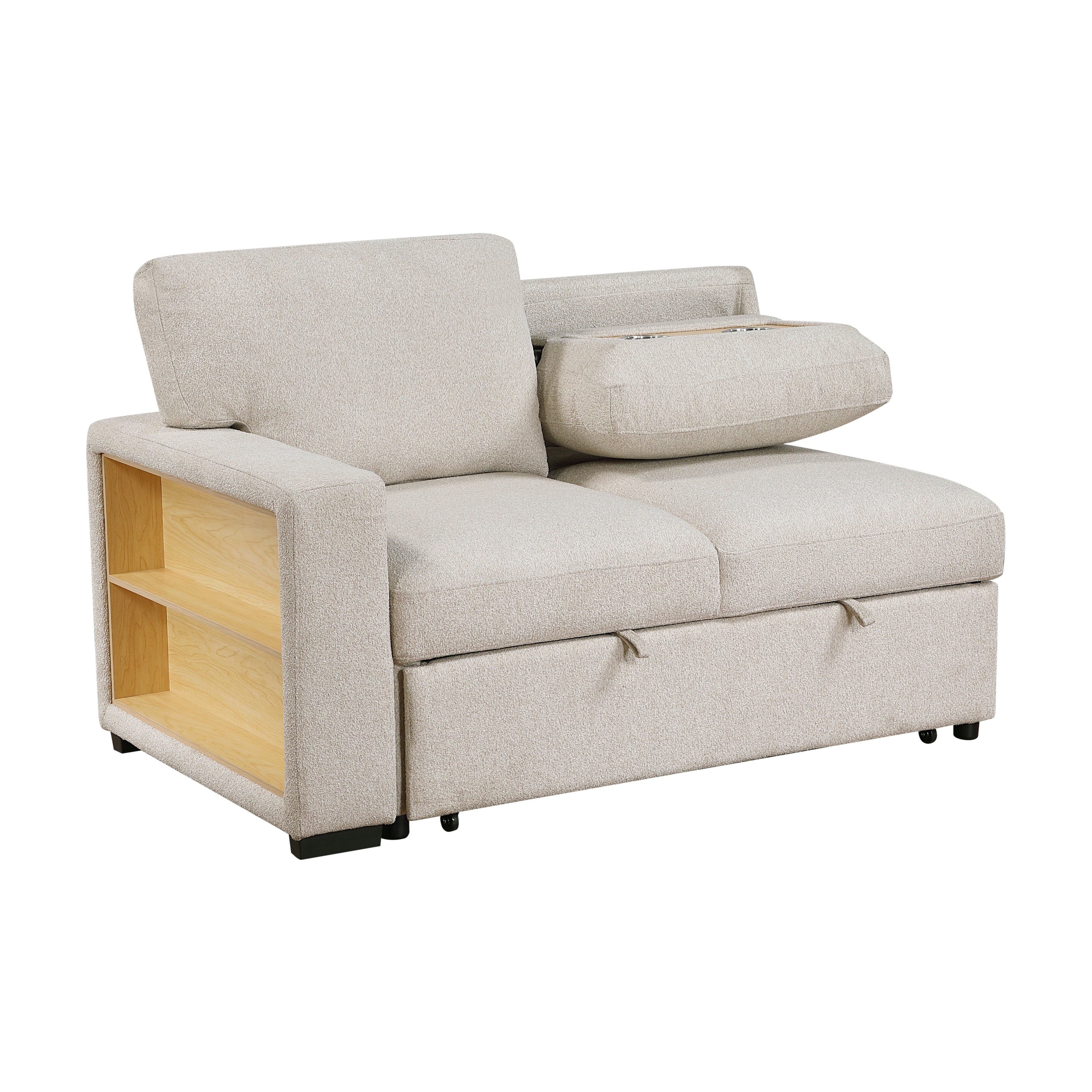 9630BE*32LRC (3)Sectional with Right Chaise, Pull-out Bed and Hidden Storages, Charging Ports - 9630BE*32LRC