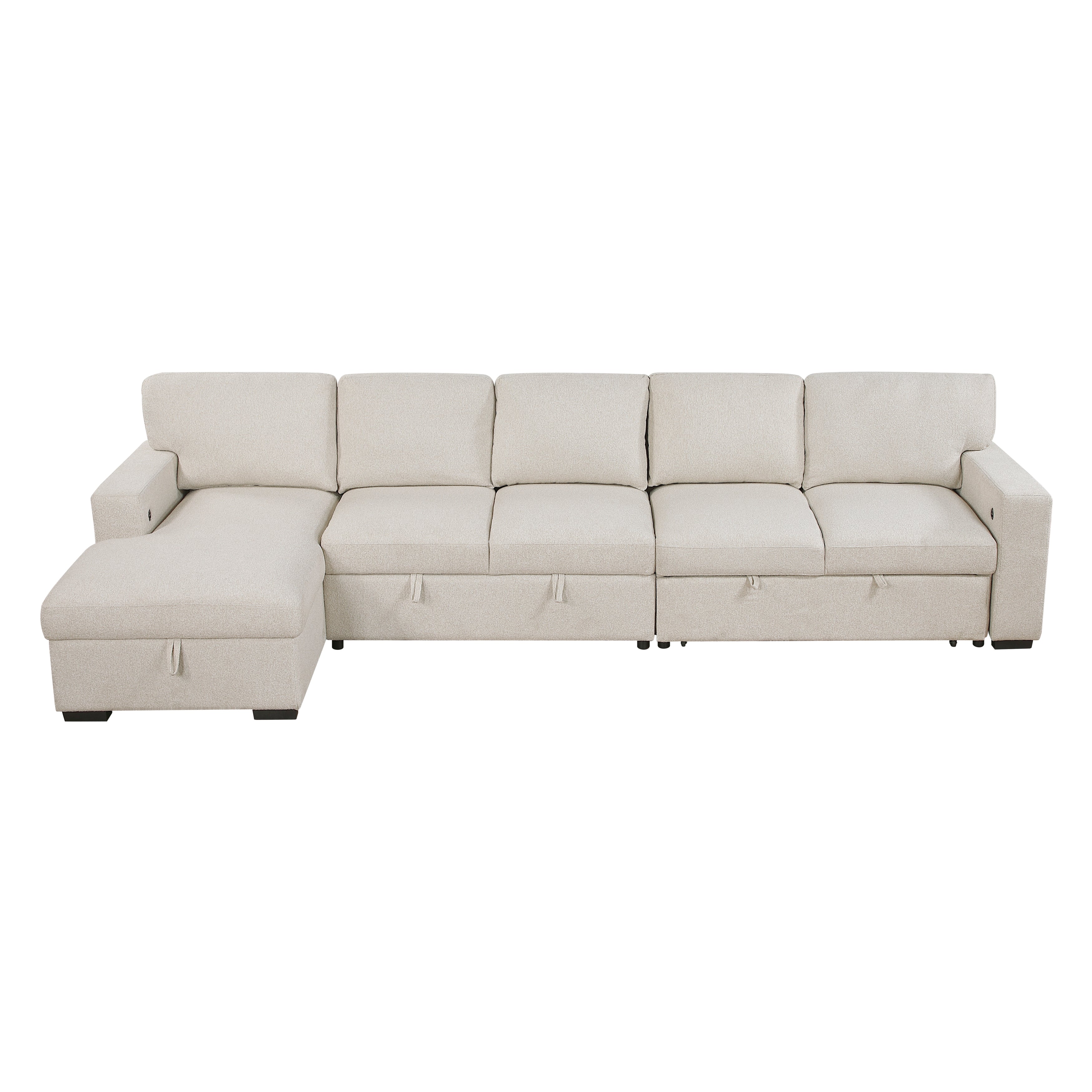 9630BE*3LC2R (3)Sectional with Left Chaise, Pull-out Bed and Hidden Storages, Charging Ports - 9630BE*3LC2R