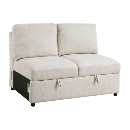 9630BE*3LC2R (3)Sectional with Left Chaise, Pull-out Bed and Hidden Storages, Charging Ports - 9630BE*3LC2R