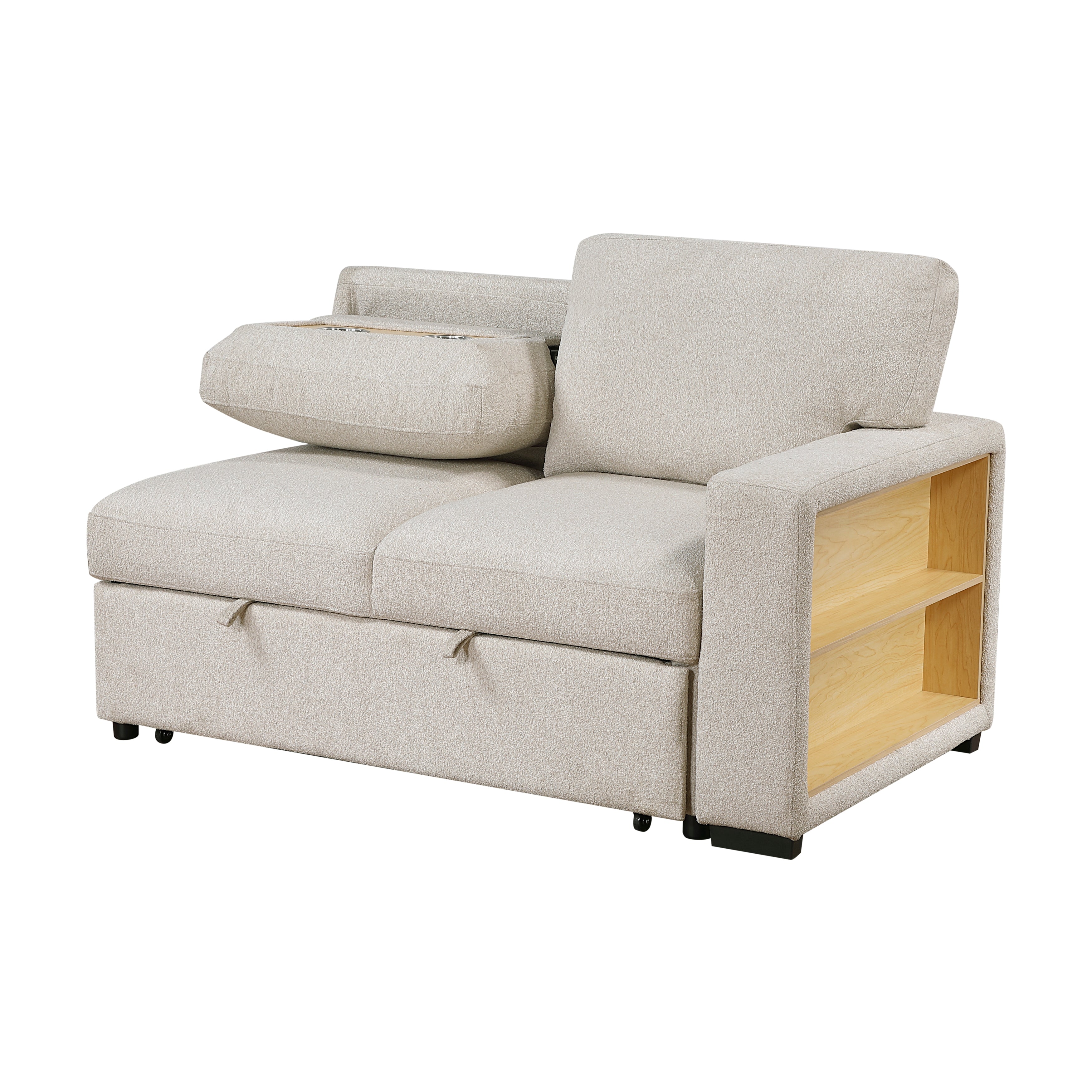 9630BE*3LC2R (3)Sectional with Left Chaise, Pull-out Bed and Hidden Storages, Charging Ports - 9630BE*3LC2R