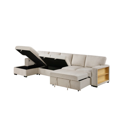 9630BE*3LC2R (3)Sectional with Left Chaise, Pull-out Bed and Hidden Storages, Charging Ports - 9630BE*3LC2R
