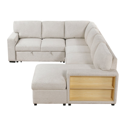 9630BE*42LRC (4)Sectional with Right Chaise, Pull-out Bed and Hidden Storages, Charging Ports - 9630BE*42LRC