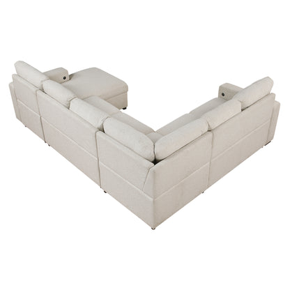 9630BE*42LRC (4)Sectional with Right Chaise, Pull-out Bed and Hidden Storages, Charging Ports - 9630BE*42LRC