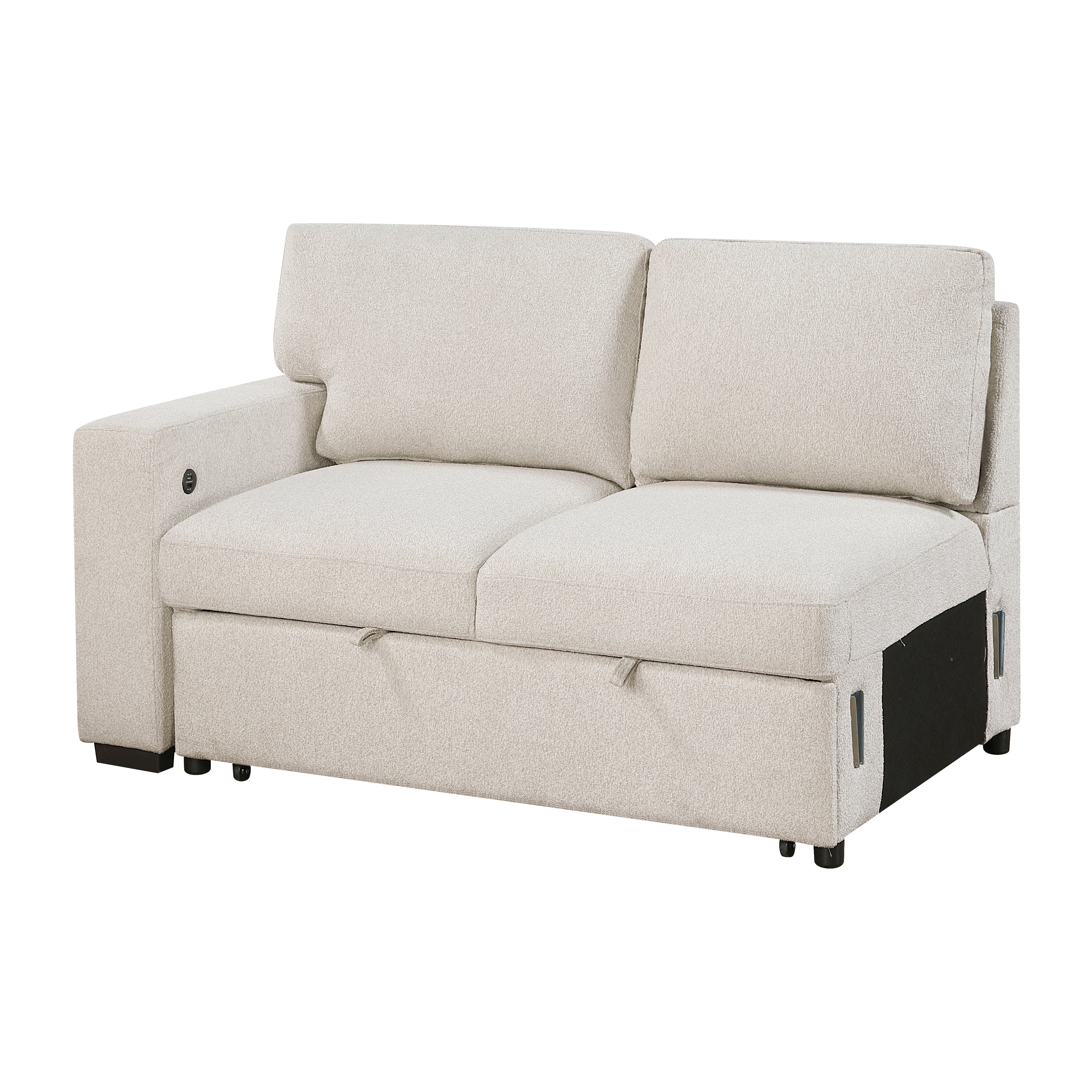 9630BE*42LRC (4)Sectional with Right Chaise, Pull-out Bed and Hidden Storages, Charging Ports - 9630BE*42LRC