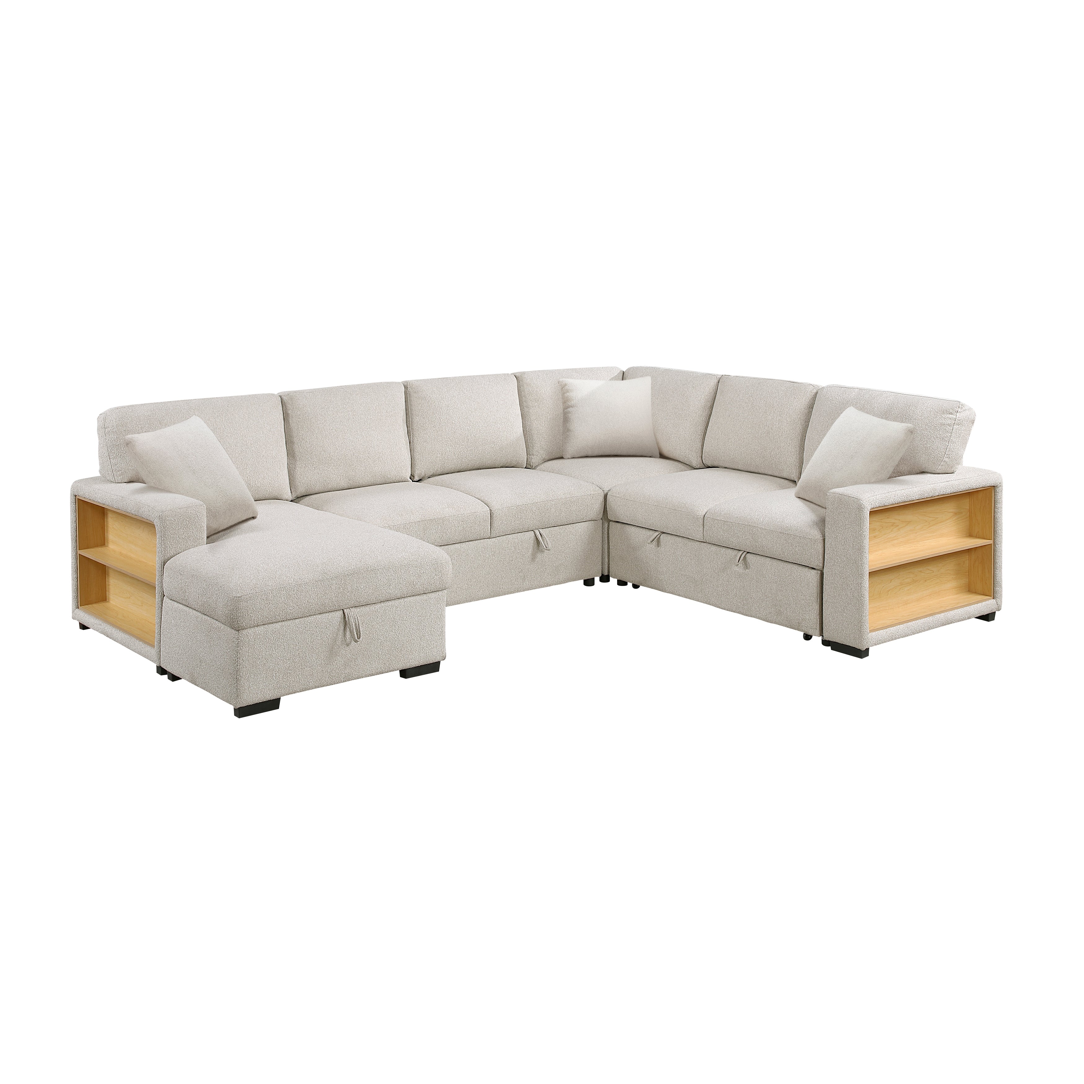 9630BE*4LC2R (4)Sectional with Left Chaise, Pull-out Bed and Hidden Storages, Charging Ports - 9630BE*4LC2R