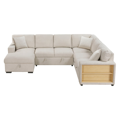 9630BE*4LC2R (4)Sectional with Left Chaise, Pull-out Bed and Hidden Storages, Charging Ports - 9630BE*4LC2R