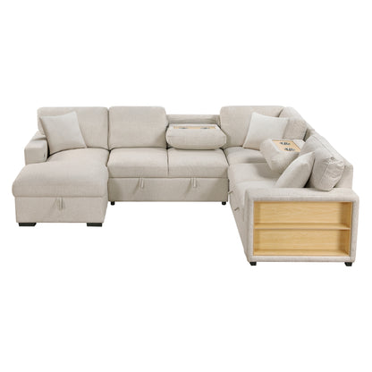 9630BE*4LC2R (4)Sectional with Left Chaise, Pull-out Bed and Hidden Storages, Charging Ports - 9630BE*4LC2R