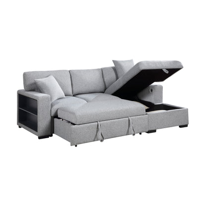 9630GY*22LRC (2)Sectional with Right Chaise, Pull-out Bed and Hidden Storage, Charging Ports - 9630GY*22LRC