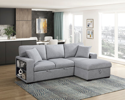 9630GY*22LRC (2)Sectional with Right Chaise, Pull-out Bed and Hidden Storage, Charging Ports - 9630GY*22LRC