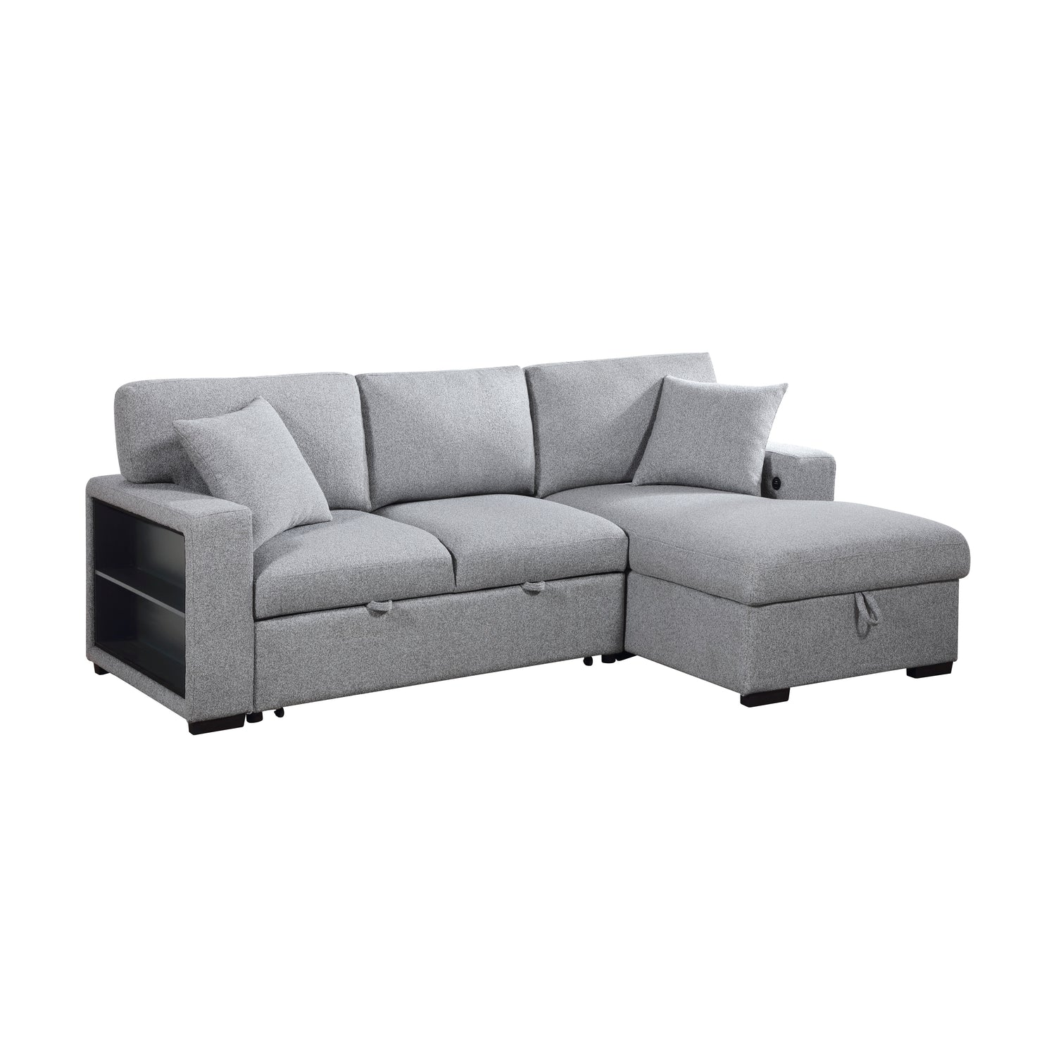 9630GY*22LRC (2)Sectional with Right Chaise, Pull-out Bed and Hidden Storage, Charging Ports - 9630GY*22LRC