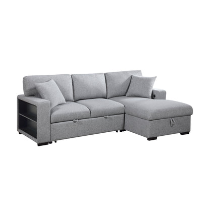 9630GY*22LRC (2)Sectional with Right Chaise, Pull-out Bed and Hidden Storage, Charging Ports - 9630GY*22LRC