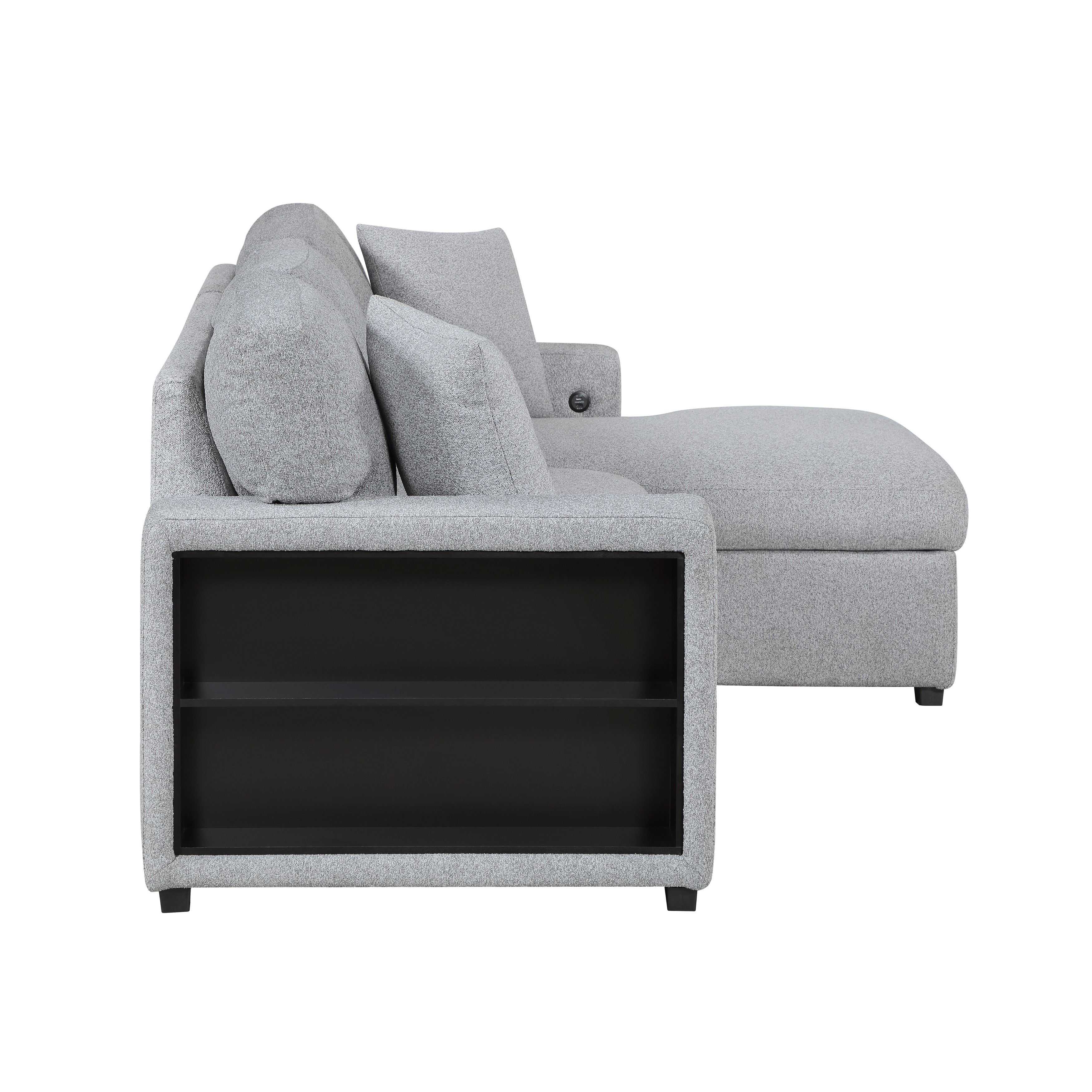 9630GY*22LRC (2)Sectional with Right Chaise, Pull-out Bed and Hidden Storage, Charging Ports - 9630GY*22LRC