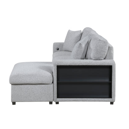 9630GY*22LRC (2)Sectional with Right Chaise, Pull-out Bed and Hidden Storage, Charging Ports - 9630GY*22LRC