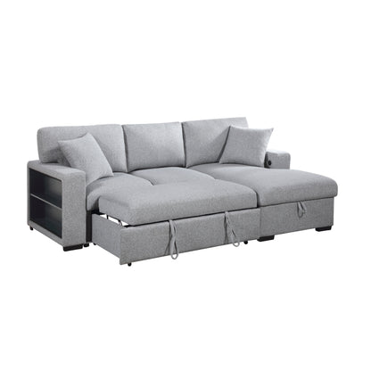 9630GY*22LRC (2)Sectional with Right Chaise, Pull-out Bed and Hidden Storage, Charging Ports - 9630GY*22LRC