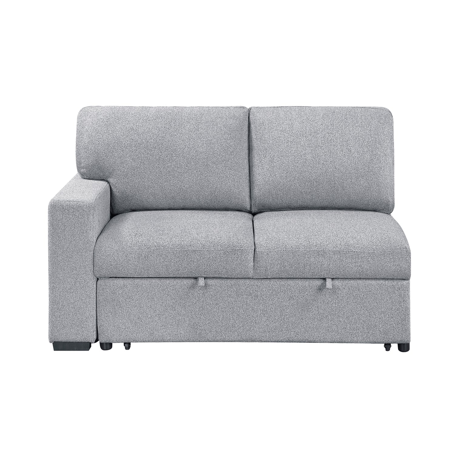 9630GY-2L Left Side 2-Seater with Pull-out Bed and Charging Ports, 2 Arms with Shelves - 9630GY-2L