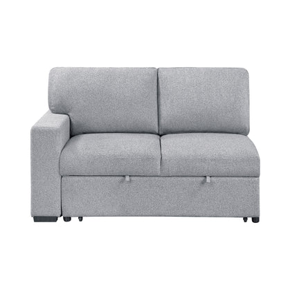 9630GY-2L Left Side 2-Seater with Pull-out Bed and Charging Ports, 2 Arms with Shelves - 9630GY-2L