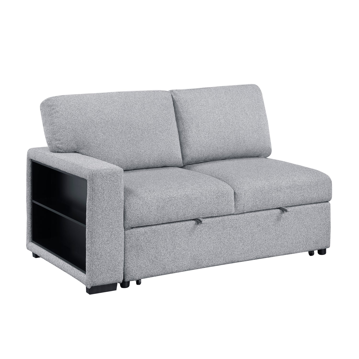 9630GY-2L Left Side 2-Seater with Pull-out Bed and Charging Ports, 2 Arms with Shelves - 9630GY-2L
