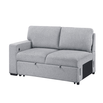 9630GY-2L Left Side 2-Seater with Pull-out Bed and Charging Ports, 2 Arms with Shelves - 9630GY-2L