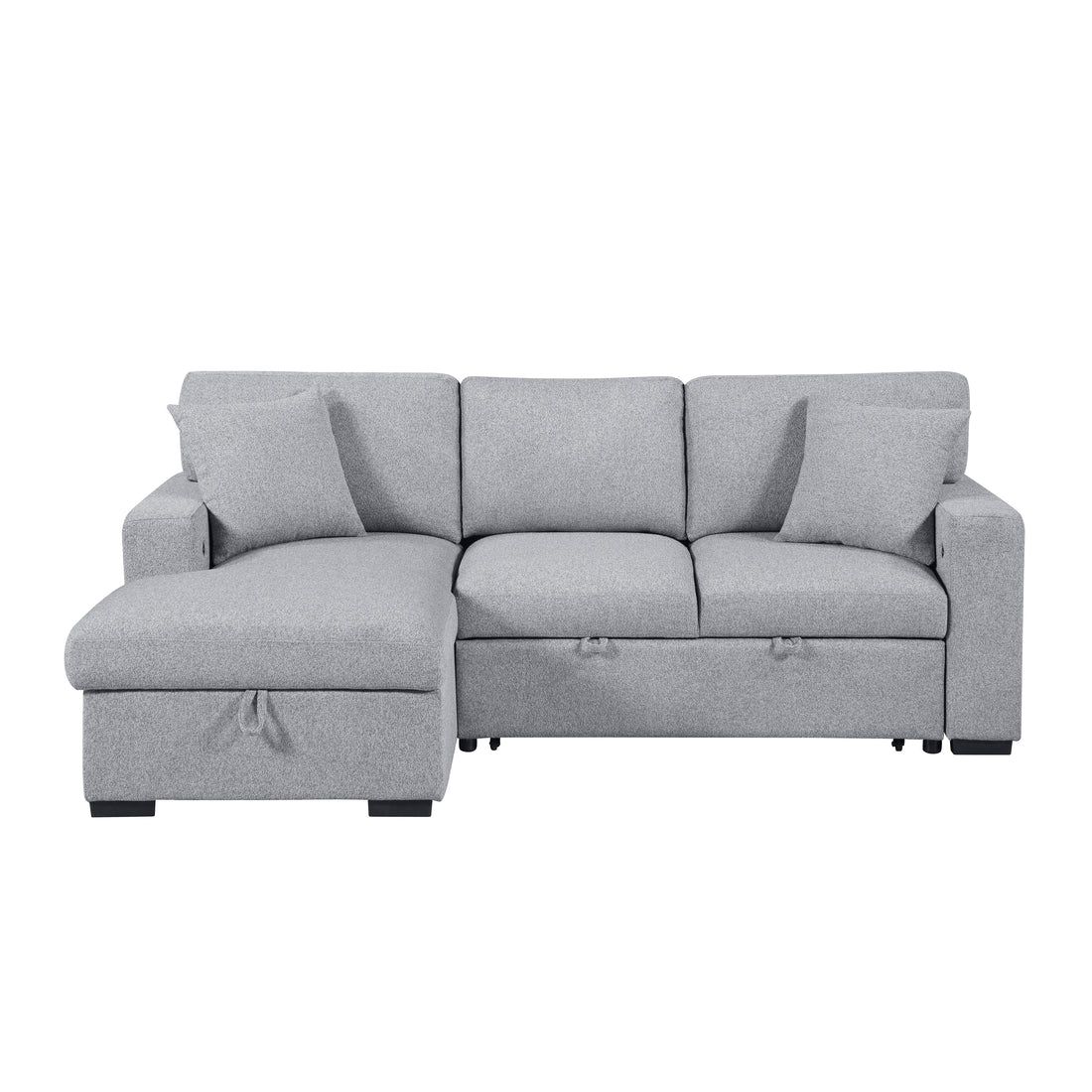 9630GY*2LC2R (2)Sectional with Left Chaise, Pull-out Bed and Hidden Storage, Charging Ports - 9630GY*2LC2R
