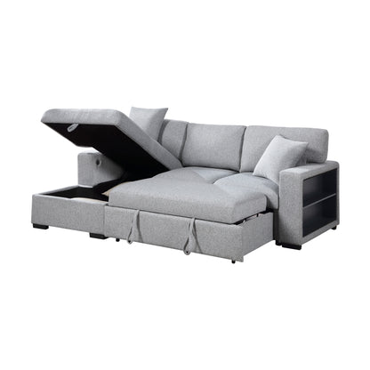9630GY*2LC2R (2)Sectional with Left Chaise, Pull-out Bed and Hidden Storage, Charging Ports - 9630GY*2LC2R