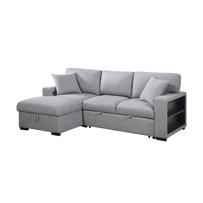 9630GY*2LC2R (2)Sectional with Left Chaise, Pull-out Bed and Hidden Storage, Charging Ports - 9630GY*2LC2R