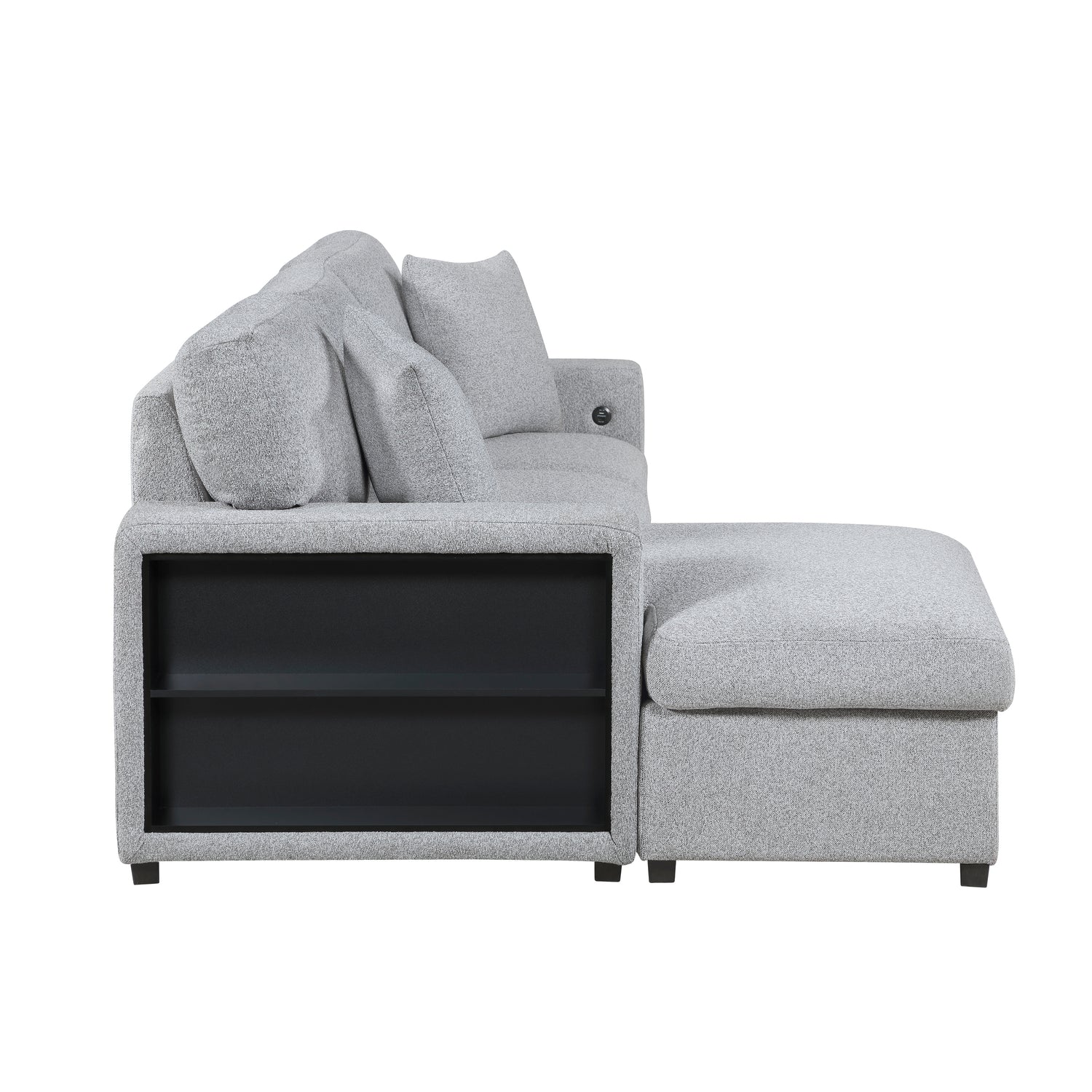 9630GY*2LC2R (2)Sectional with Left Chaise, Pull-out Bed and Hidden Storage, Charging Ports - 9630GY*2LC2R