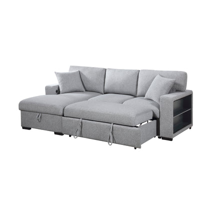 9630GY*2LC2R (2)Sectional with Left Chaise, Pull-out Bed and Hidden Storage, Charging Ports - 9630GY*2LC2R