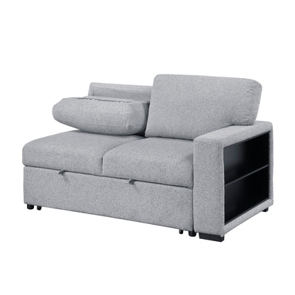 9630GY-2R Right Side 2-Seater with Pull-out Bed and Charging Ports, 2 Arms with Shelves - 9630GY-2R