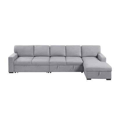 9630GY*32LRC (3)Sectional with Right Chaise, Pull-out Bed and Hidden Storages, Charging Ports - 9630GY*32LRC