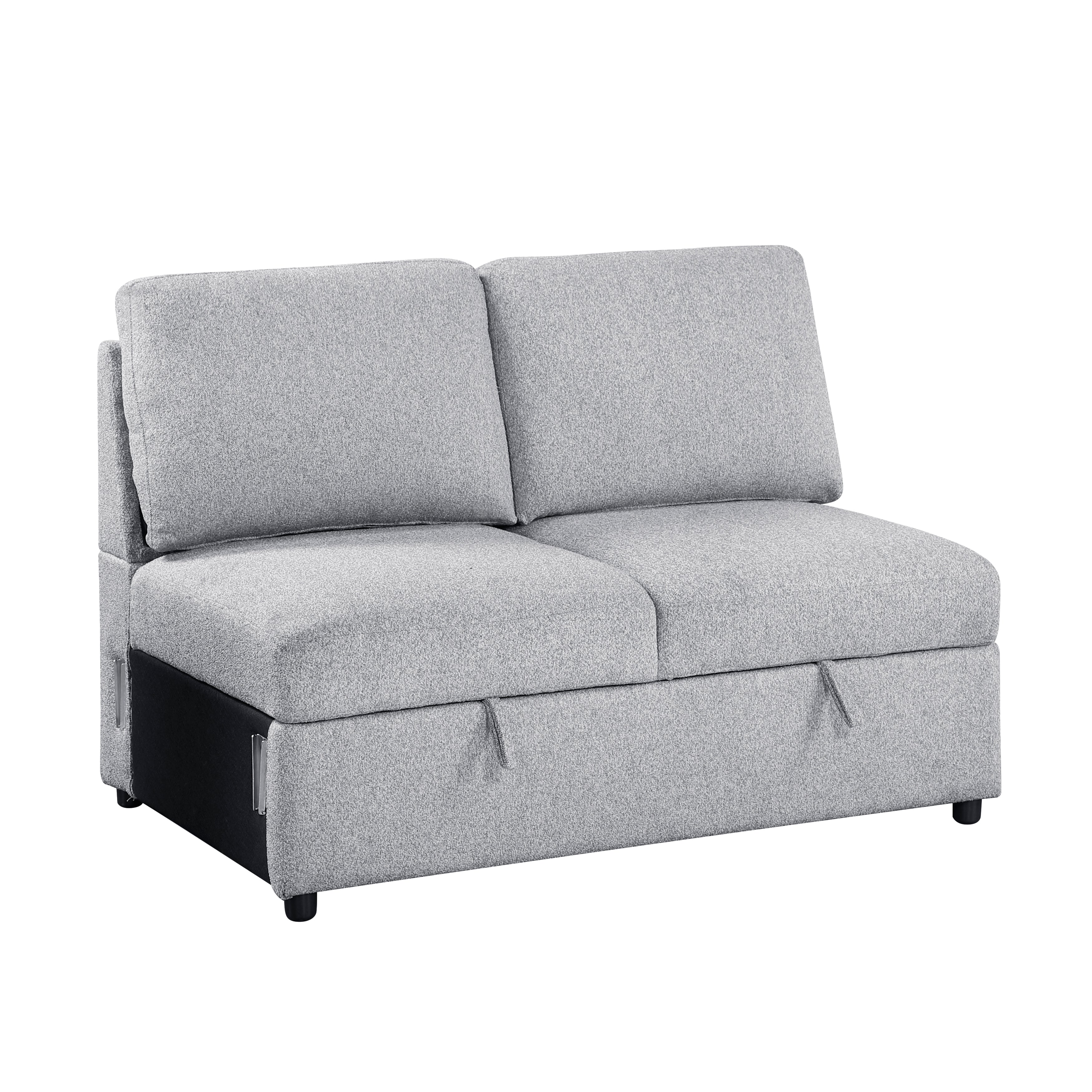 9630GY*32LRC (3)Sectional with Right Chaise, Pull-out Bed and Hidden Storages, Charging Ports - 9630GY*32LRC