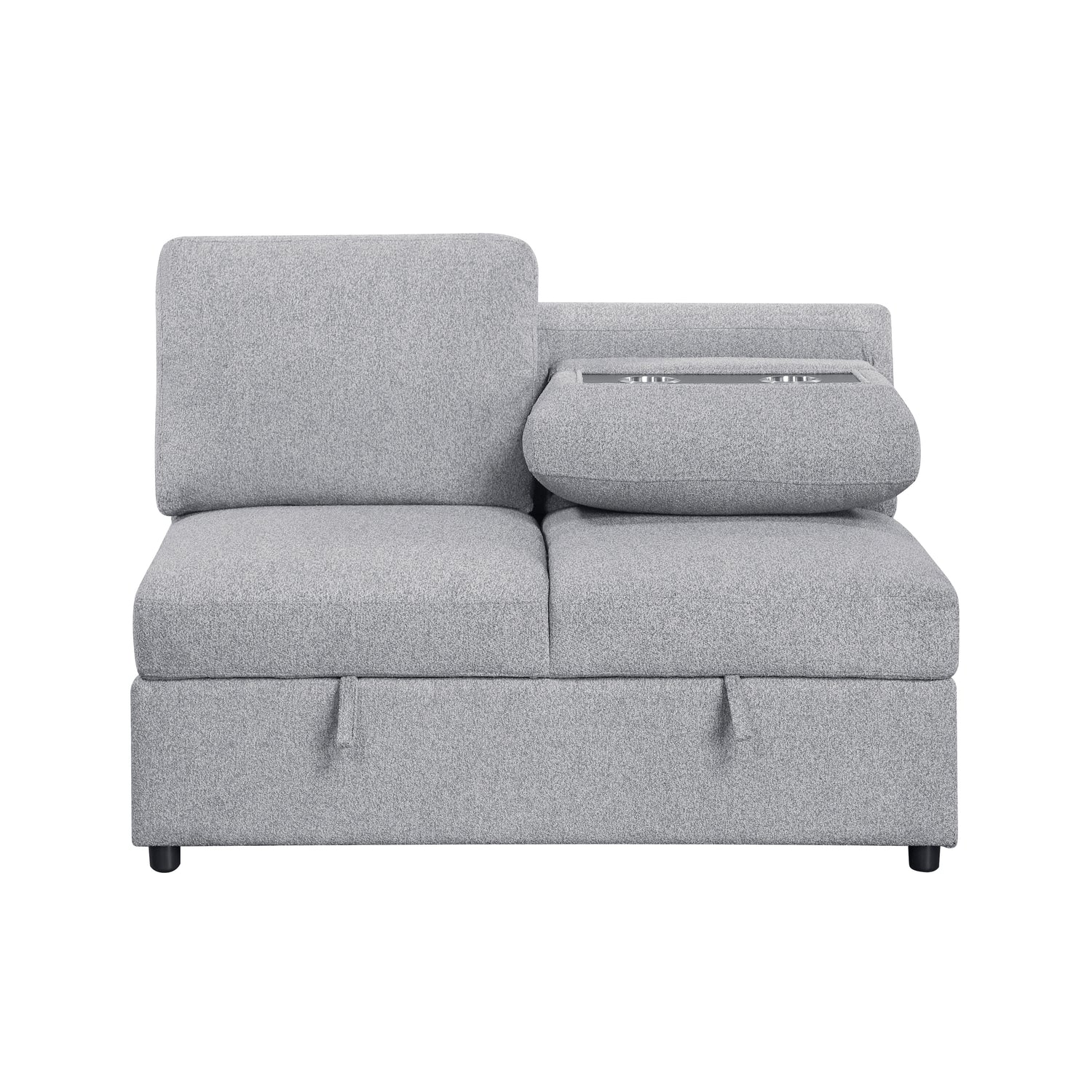 9630GY*32LRC (3)Sectional with Right Chaise, Pull-out Bed and Hidden Storages, Charging Ports - 9630GY*32LRC