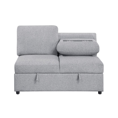 9630GY*32LRC (3)Sectional with Right Chaise, Pull-out Bed and Hidden Storages, Charging Ports - 9630GY*32LRC