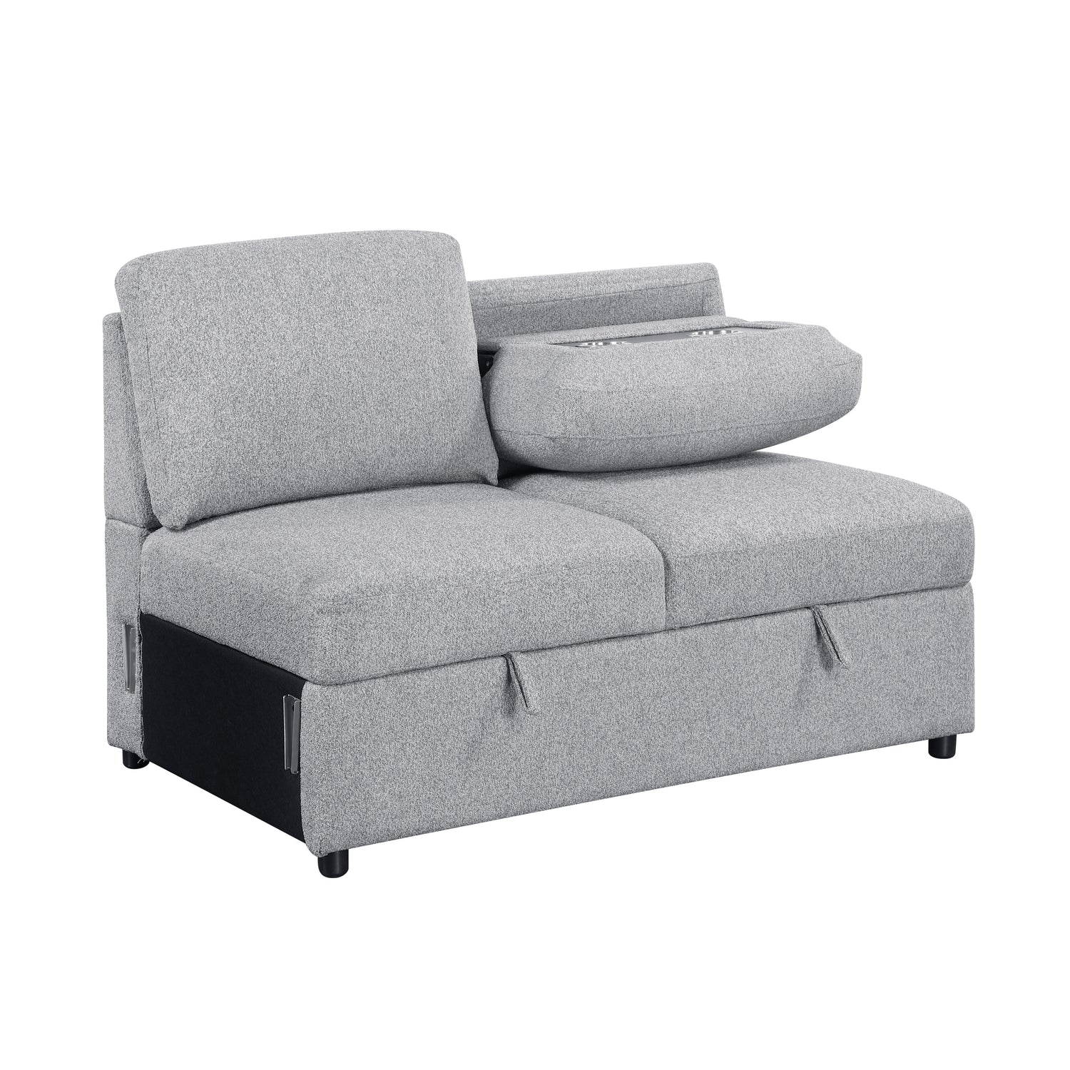 9630GY*32LRC (3)Sectional with Right Chaise, Pull-out Bed and Hidden Storages, Charging Ports - 9630GY*32LRC