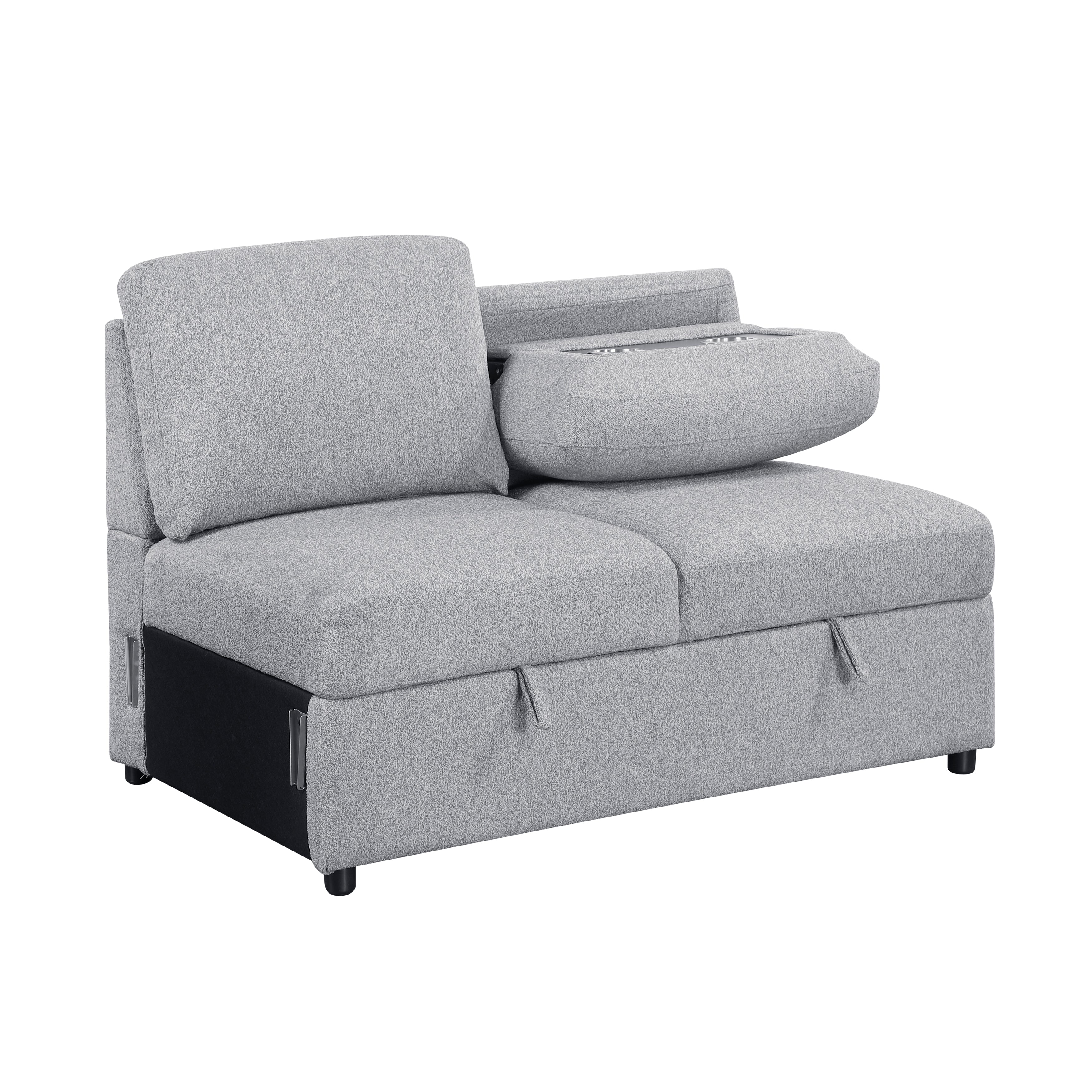 9630GY*32LRC (3)Sectional with Right Chaise, Pull-out Bed and Hidden Storages, Charging Ports - 9630GY*32LRC
