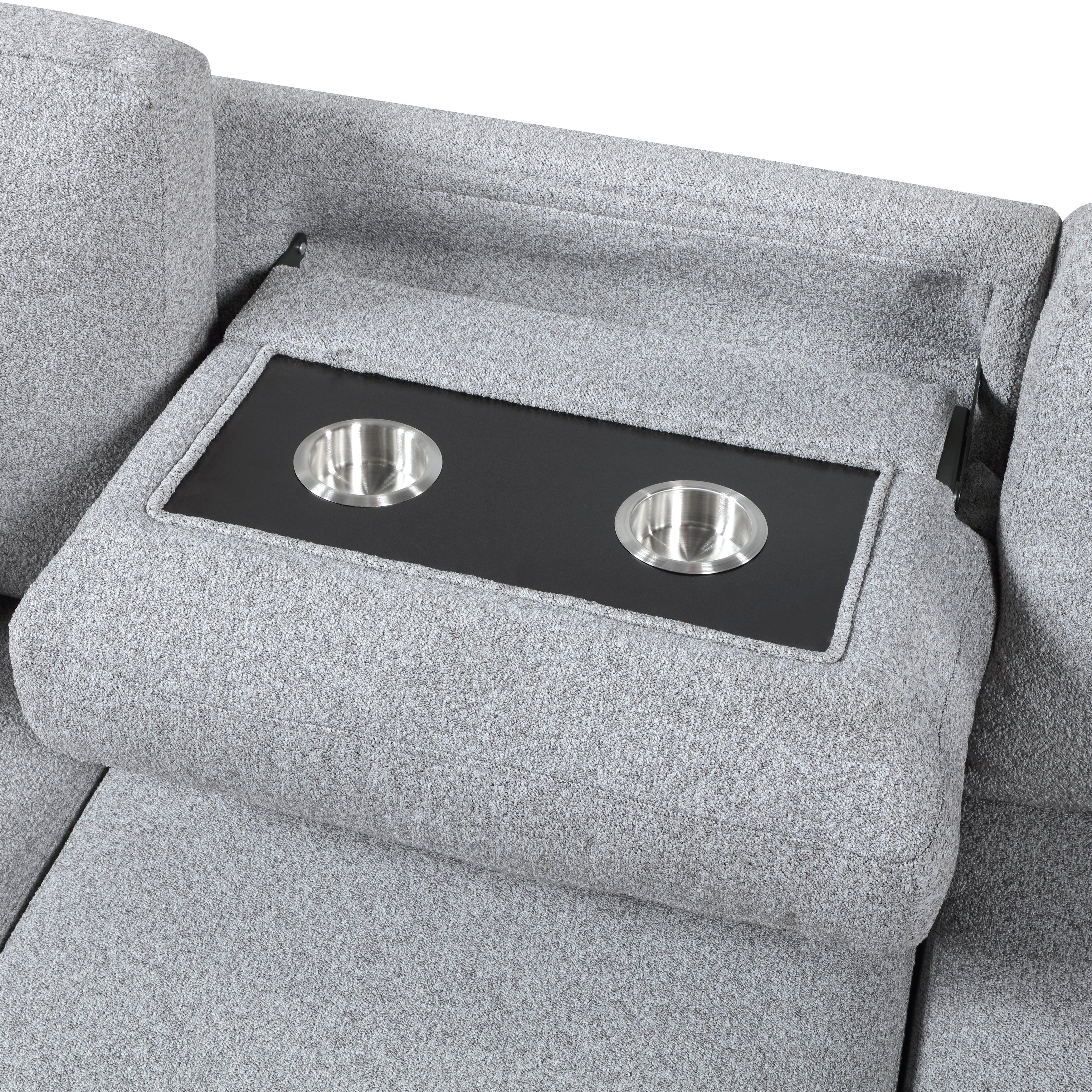 9630GY*32LRC (3)Sectional with Right Chaise, Pull-out Bed and Hidden Storages, Charging Ports - 9630GY*32LRC