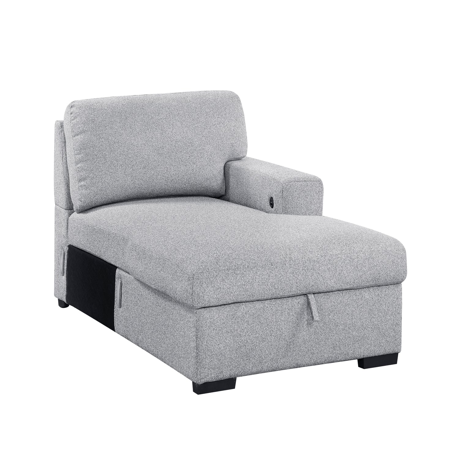 9630GY*32LRC (3)Sectional with Right Chaise, Pull-out Bed and Hidden Storages, Charging Ports - 9630GY*32LRC