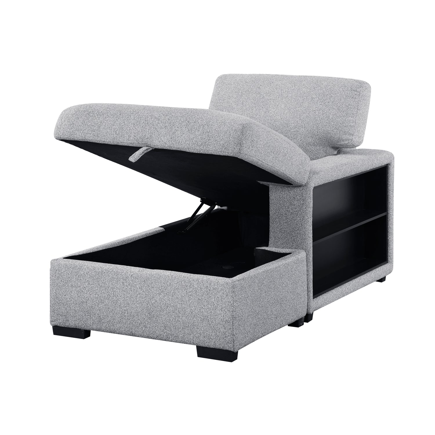 9630GY*32LRC (3)Sectional with Right Chaise, Pull-out Bed and Hidden Storages, Charging Ports - 9630GY*32LRC