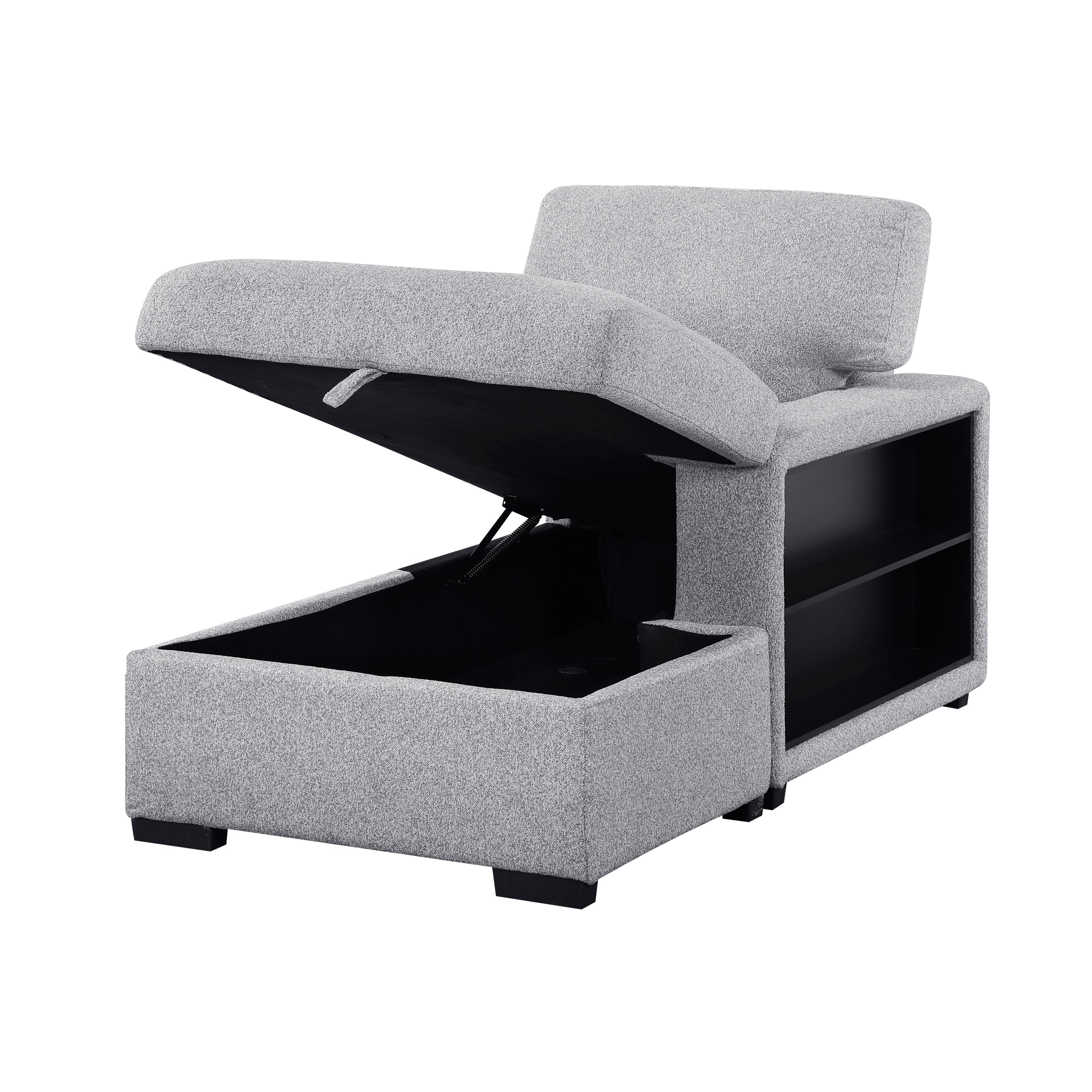 9630GY*32LRC (3)Sectional with Right Chaise, Pull-out Bed and Hidden Storages, Charging Ports - 9630GY*32LRC