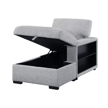 9630GY*32LRC (3)Sectional with Right Chaise, Pull-out Bed and Hidden Storages, Charging Ports - 9630GY*32LRC