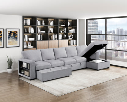 9630GY*32LRC (3)Sectional with Right Chaise, Pull-out Bed and Hidden Storages, Charging Ports - 9630GY*32LRC