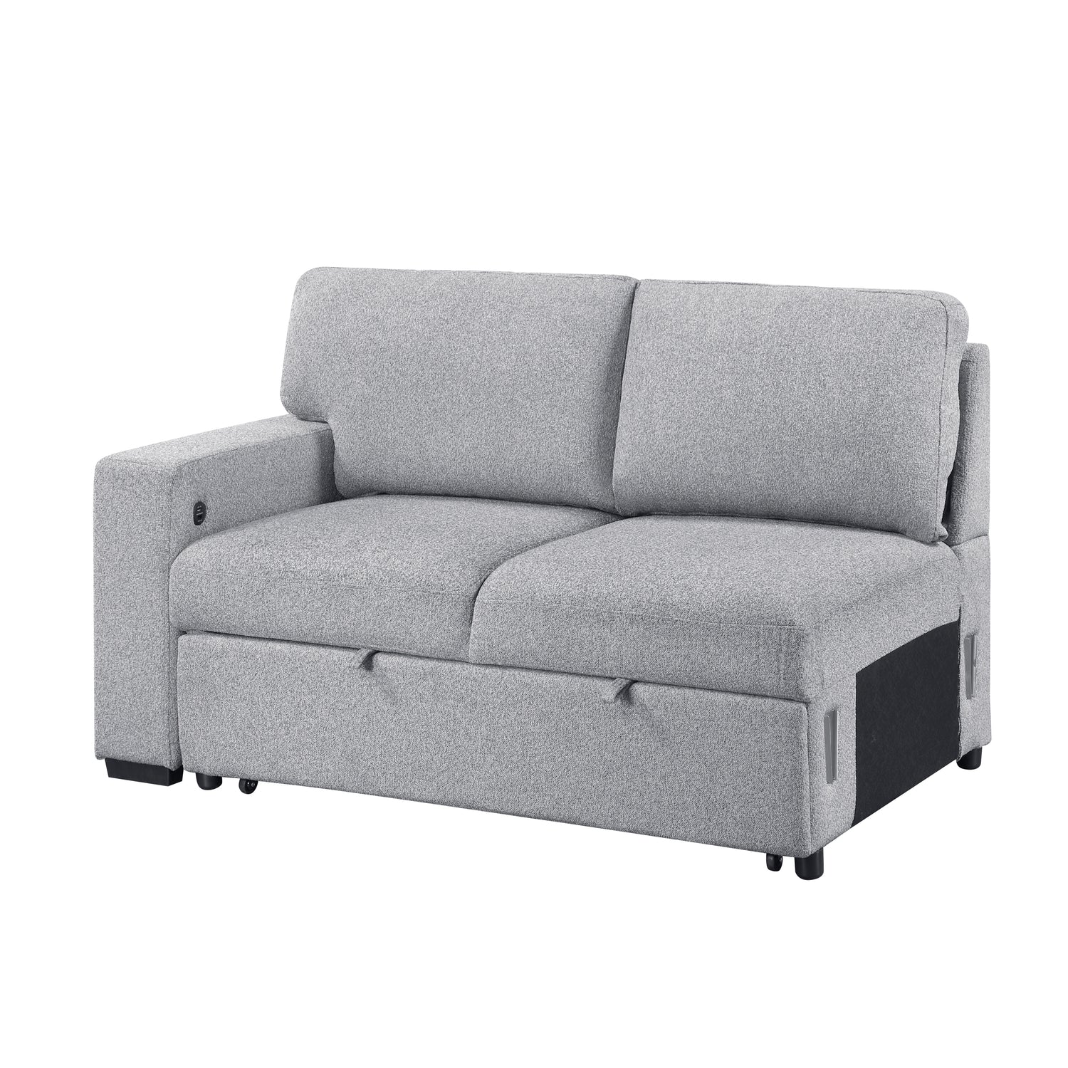 9630GY*32LRC (3)Sectional with Right Chaise, Pull-out Bed and Hidden Storages, Charging Ports - 9630GY*32LRC
