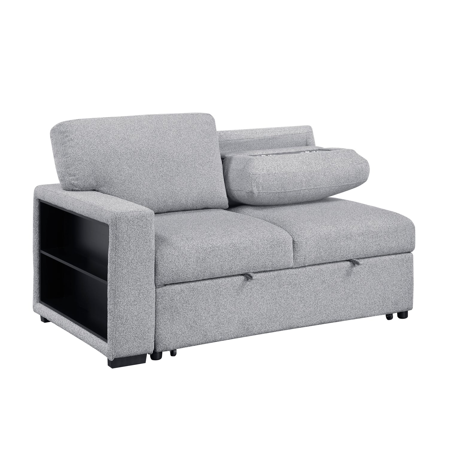 9630GY*32LRC (3)Sectional with Right Chaise, Pull-out Bed and Hidden Storages, Charging Ports - 9630GY*32LRC