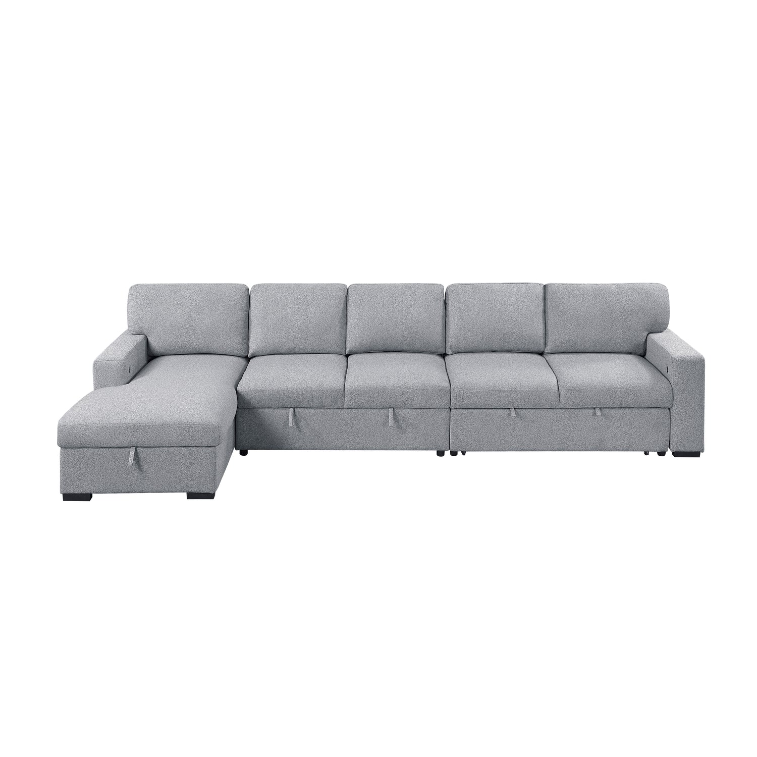 9630GY*3LC2R (3)Sectional with Left Chaise, Pull-out Bed and Hidden Storages, Charging Ports - 9630GY*3LC2R