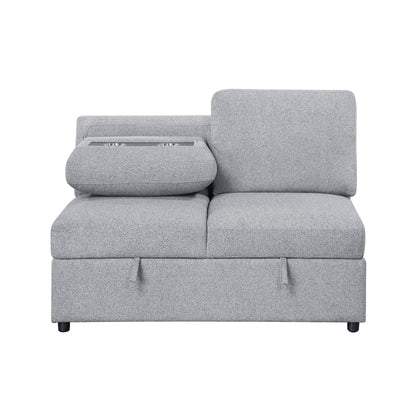 9630GY*3LC2R (3)Sectional with Left Chaise, Pull-out Bed and Hidden Storages, Charging Ports - 9630GY*3LC2R