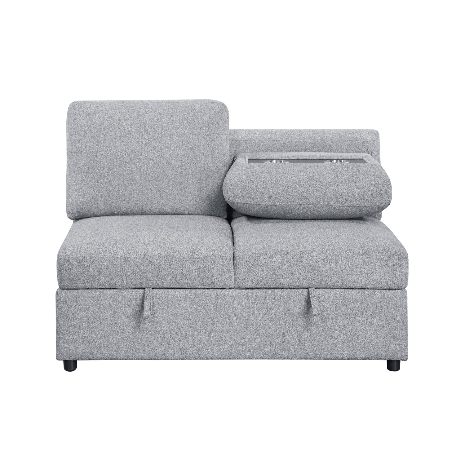 9630GY*3LC2R (3)Sectional with Left Chaise, Pull-out Bed and Hidden Storages, Charging Ports - 9630GY*3LC2R