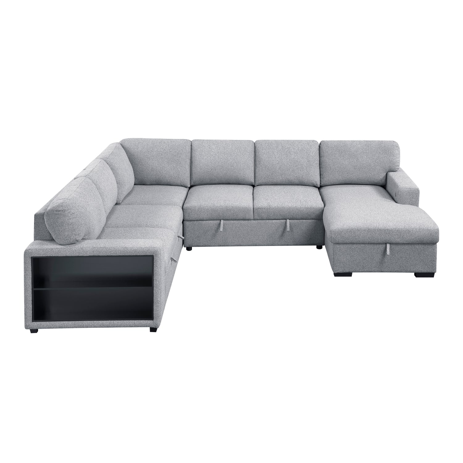 9630GY*42LRC (4)Sectional with Right Chaise, Pull-out Bed and Hidden Storages, Charging Ports - 9630GY*42LRC