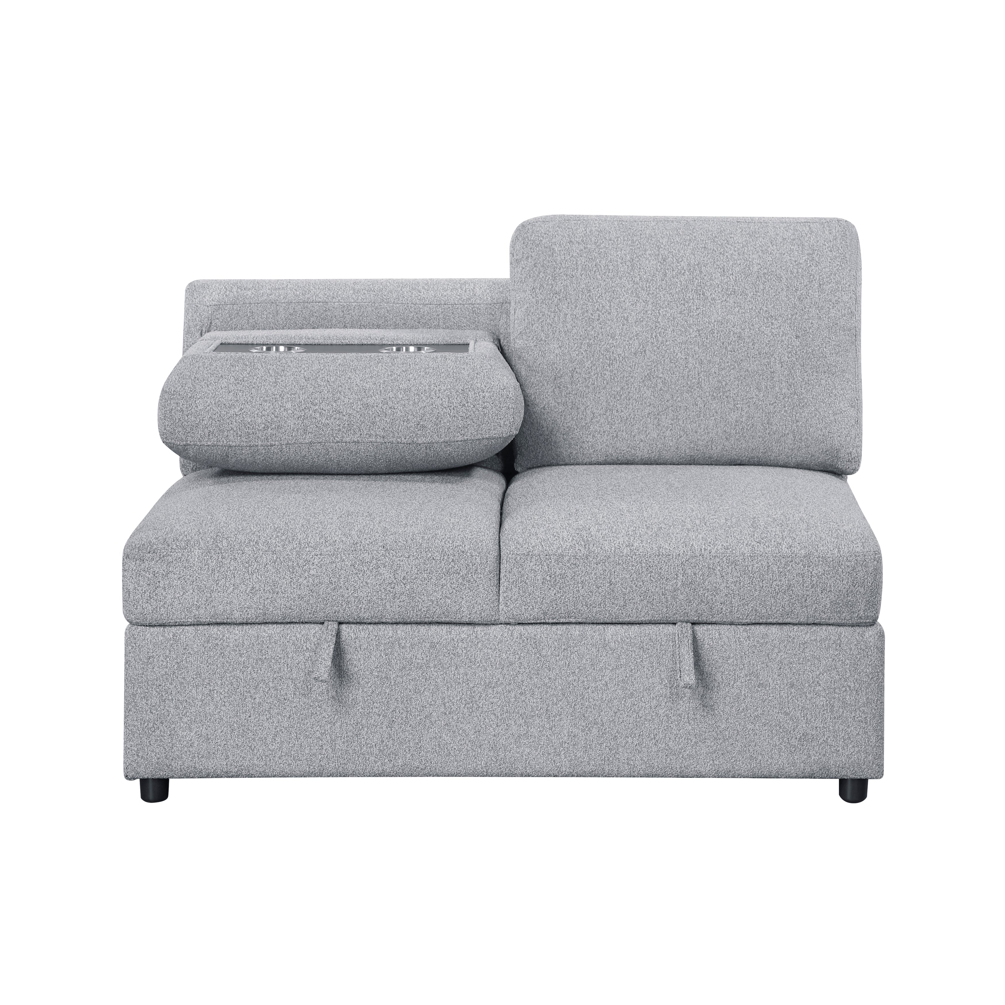 9630GY*42LRC (4)Sectional with Right Chaise, Pull-out Bed and Hidden Storages, Charging Ports - 9630GY*42LRC